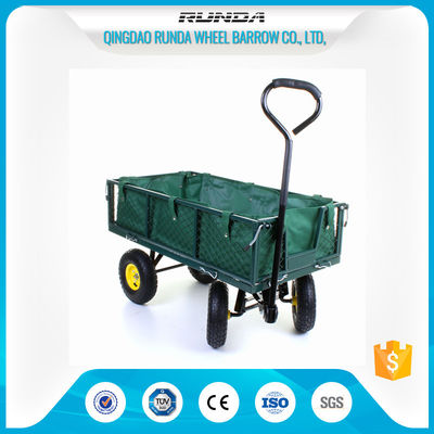 China Oxford-Stoff-Garten-Maschen-Wagen 200kg, 4 drehen Metallgarten-Lastwagen-grüne Farbe fournisseur